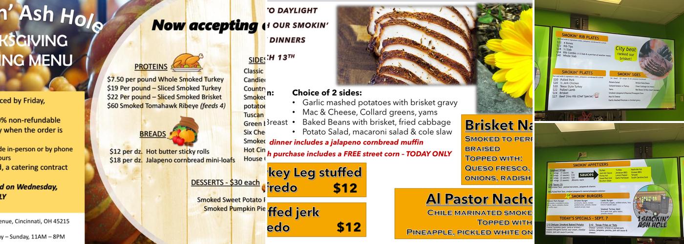 1 Smokin ash hole Menu