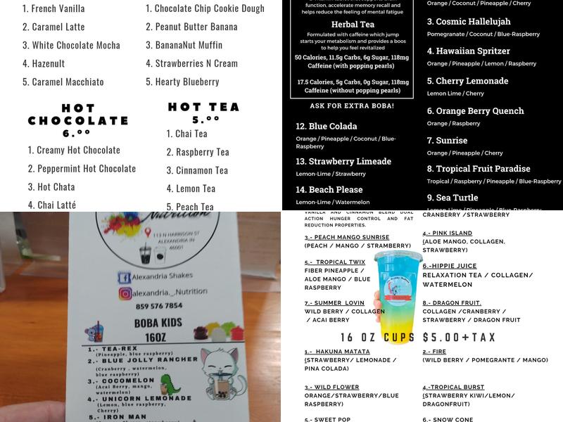 Alexandria nutrition Menu