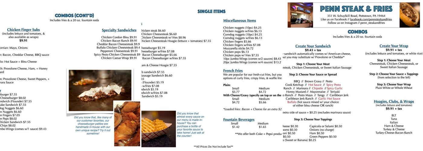 Penn steak and fries Menu