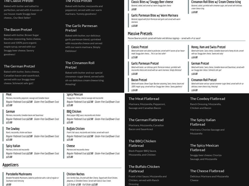 Textile TapHaus Menu