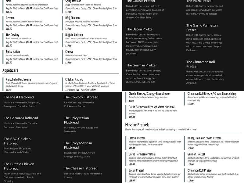 Textile TapHaus Menu