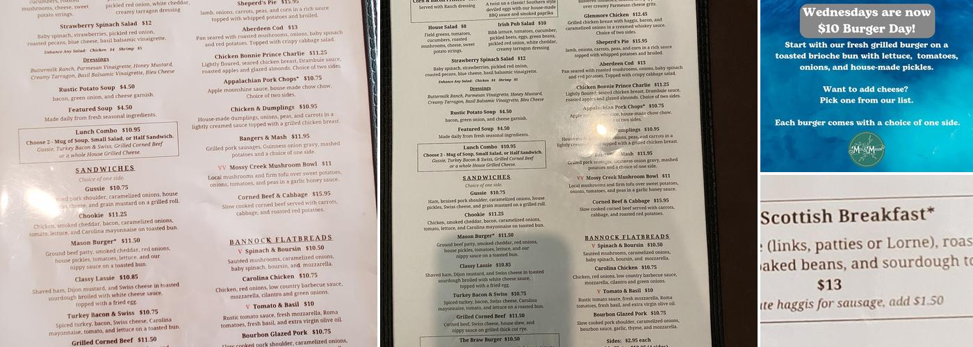 Mug & Mason Menu