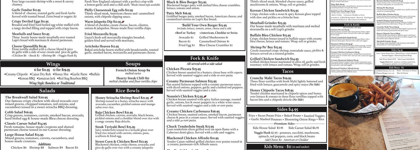 The Breakwall Menu