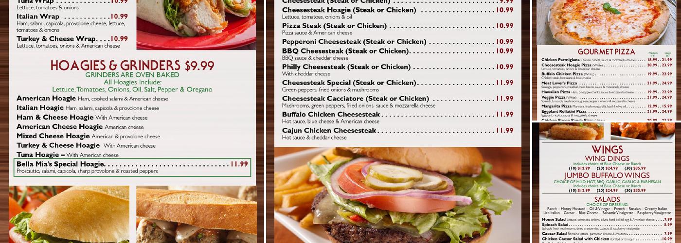 Bella Mia Pizzeria and Italian restaurant Menu