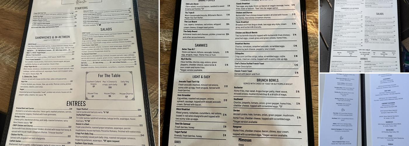 CRISP Rochester Menu