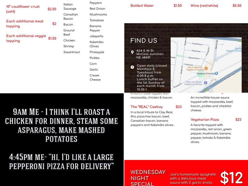 Junction Pizza Company Menu
