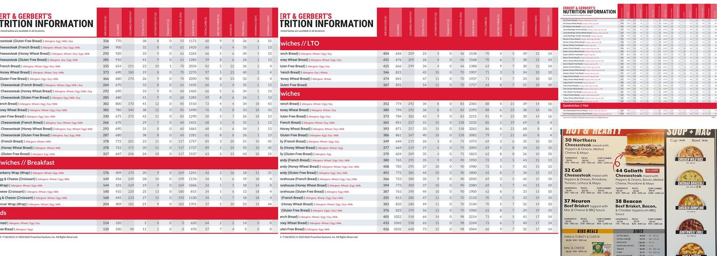 Erbert and Gerberts Menu
