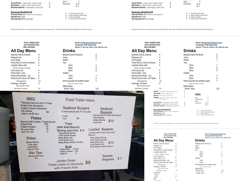 Phill Good Cafe Menu