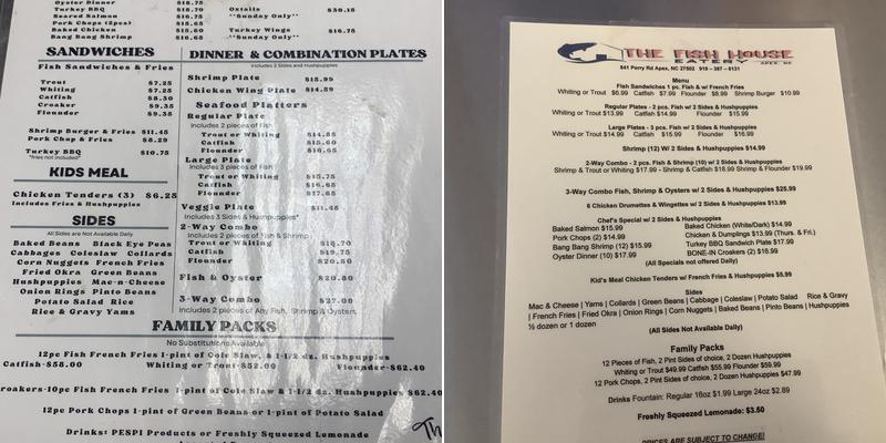 The Fish House Eatery Menu