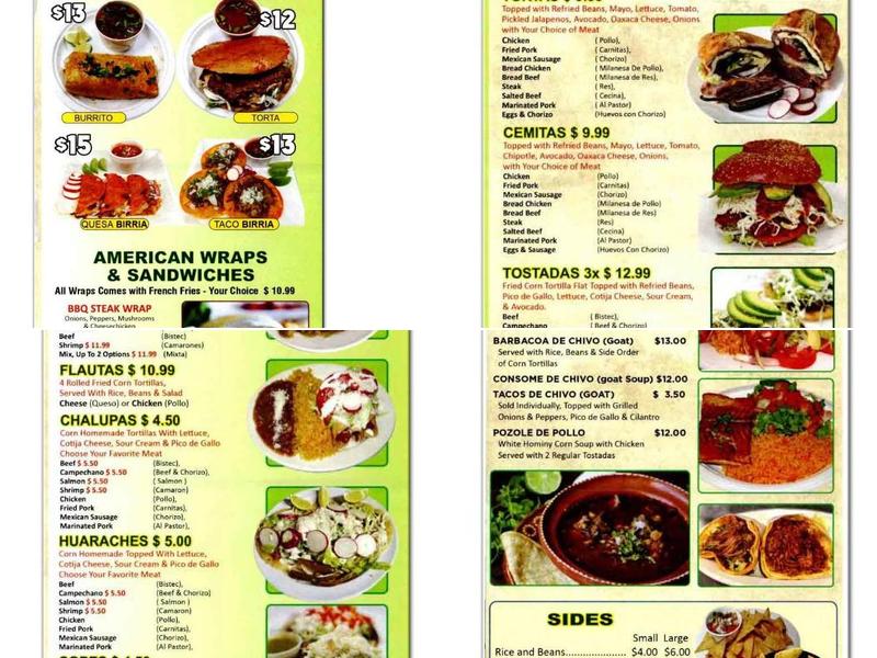El Mexicano Restaurant & Cafe IV Menu