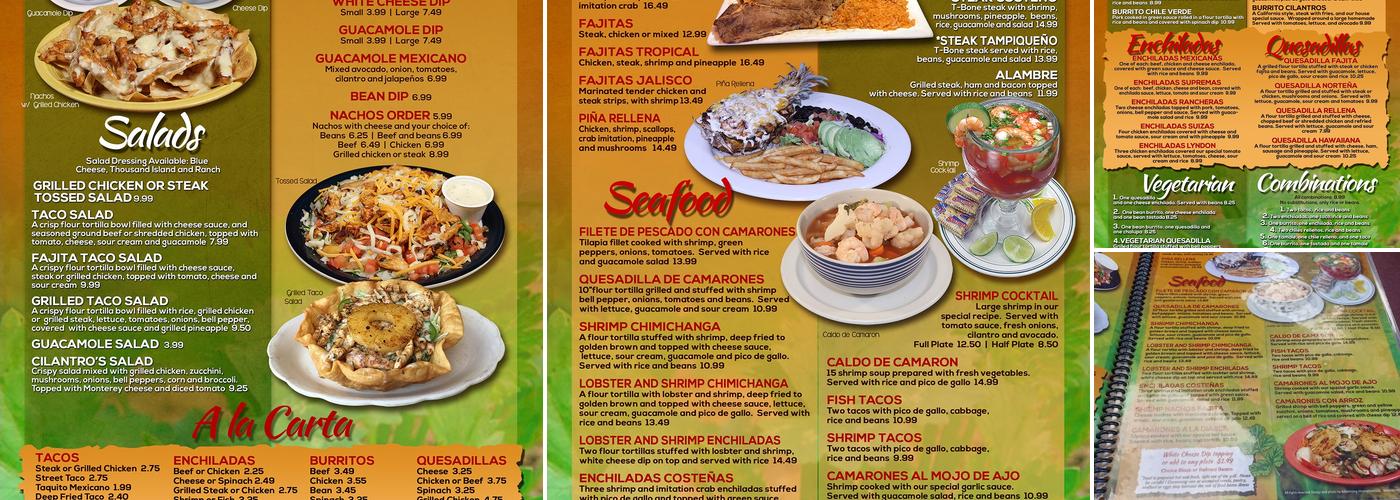 Cilantro’s Mexican Grille Menu
