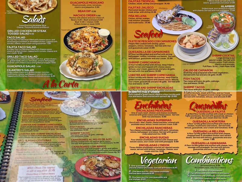 Cilantro’s Mexican Grille Menu
