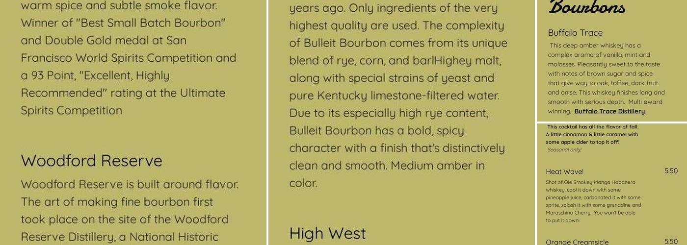 CC's Classic Lounge Menu