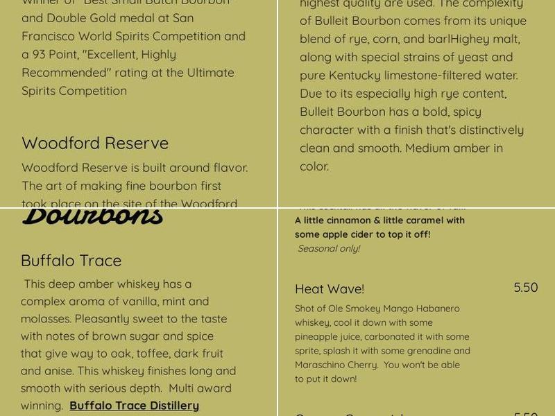 CC's Classic Lounge Menu