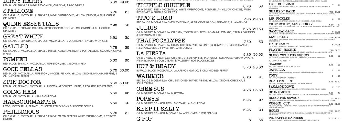 Downtown Slice House Menu