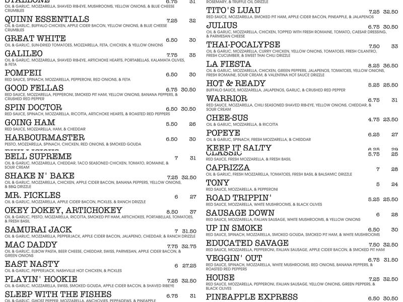 Downtown Slice House Menu