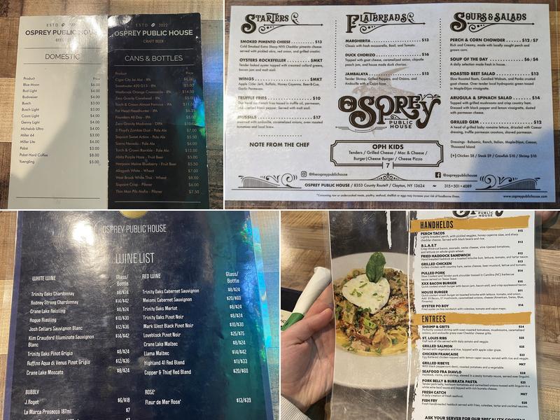 Osprey Public House Menu