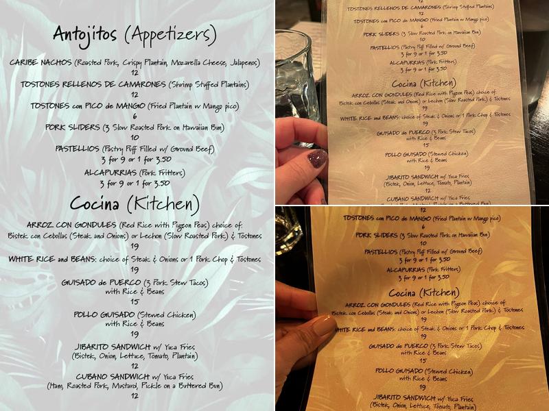 The Caribbean on Lake George Menu