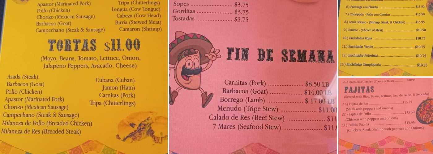 Taquería Milagro Menu