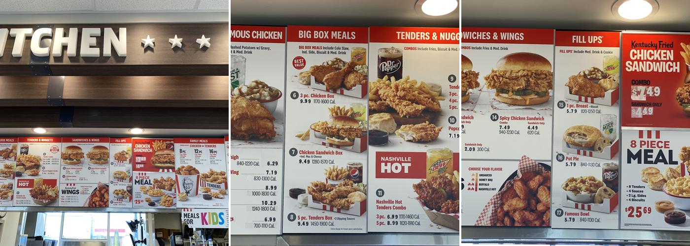 KFC Menu