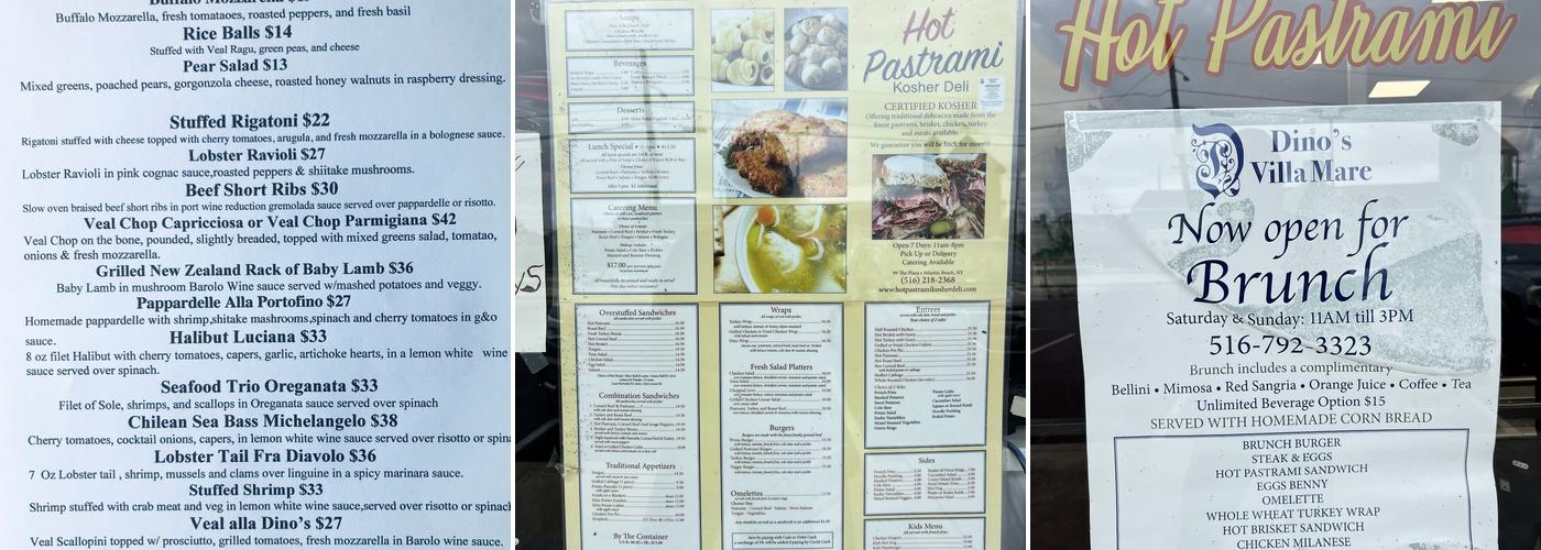 Dinos Hot Pastrami Menu