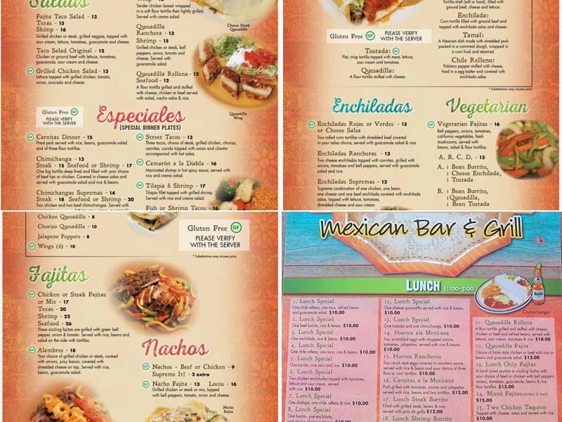 BARAJAS MEXICAN BAR & GRILL Menu