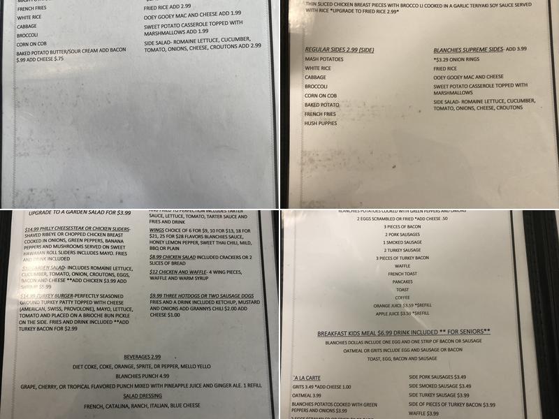 Blanchies Menu
