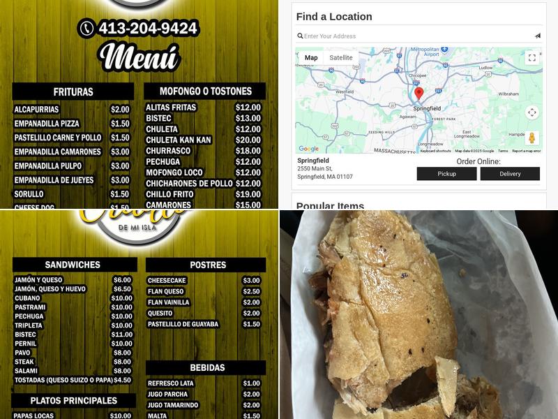 El Sazón Criollo Restaurant & Pizza Menu