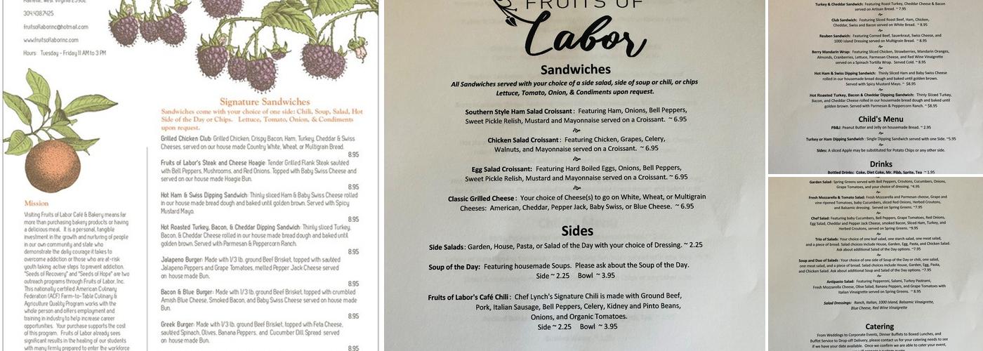 Fruits of Labor Montgomery Menu
