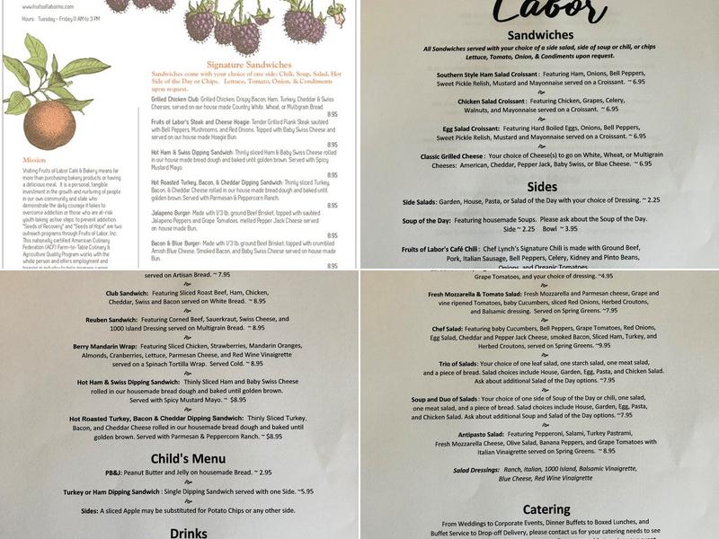 Fruits of Labor Montgomery Menu