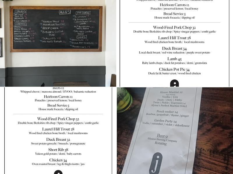 Jillian’s Restaurant Menu