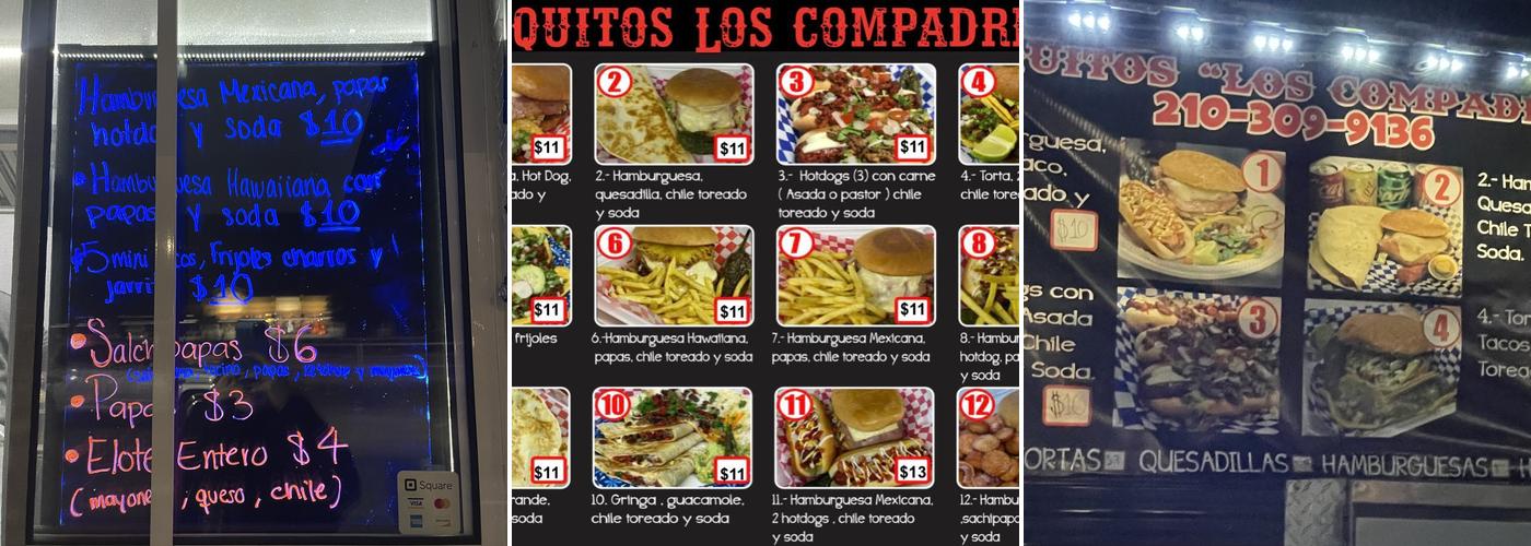 Los Compas 210 Menu