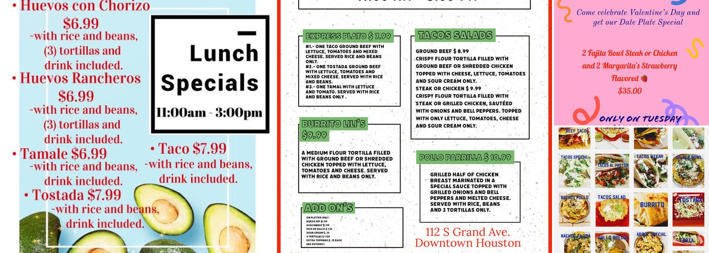 Lilia’s Taqueria Menu