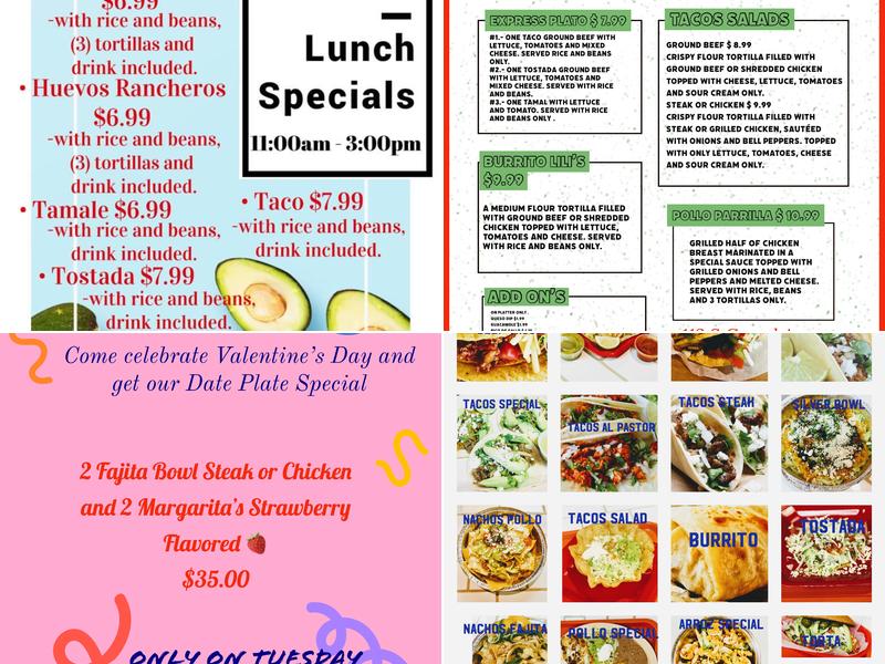 Lilia’s Taqueria Menu