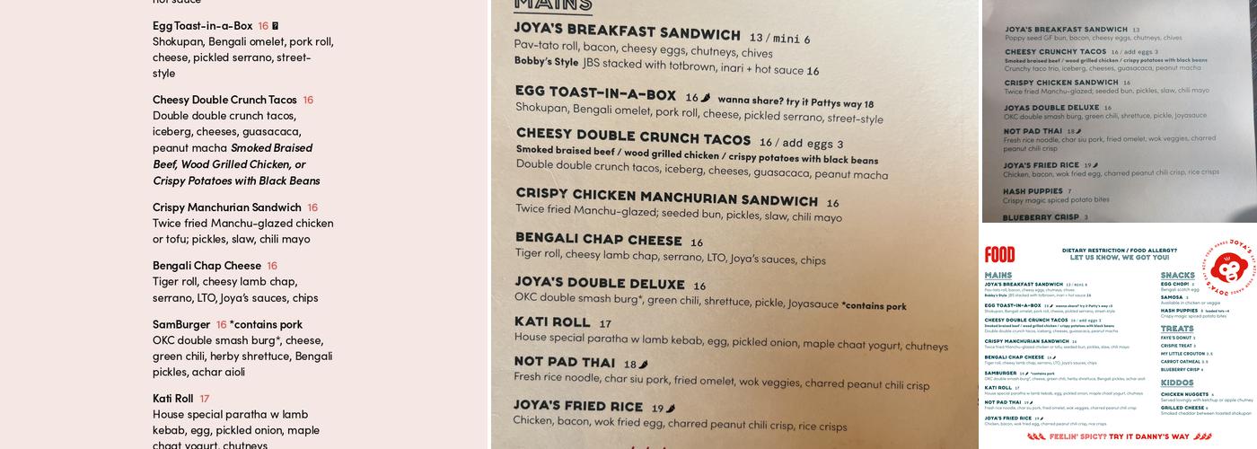 Joya's Menu