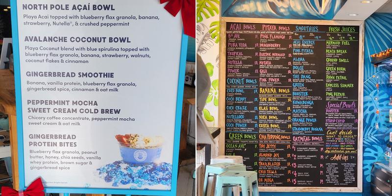 Playa Bowls Menu