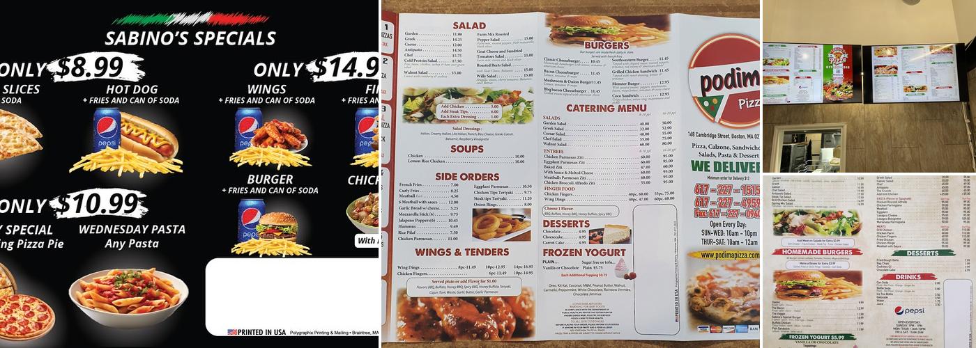 Sabino's Pizza Menu