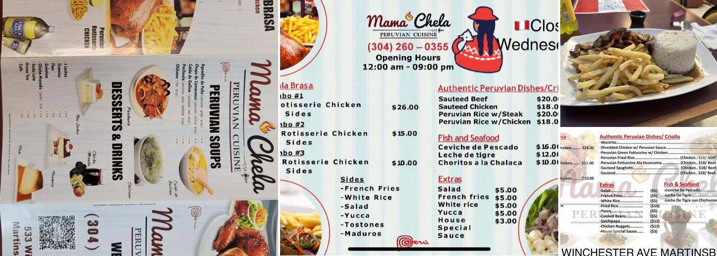 Mama Chela Peruvian Cusine Menu