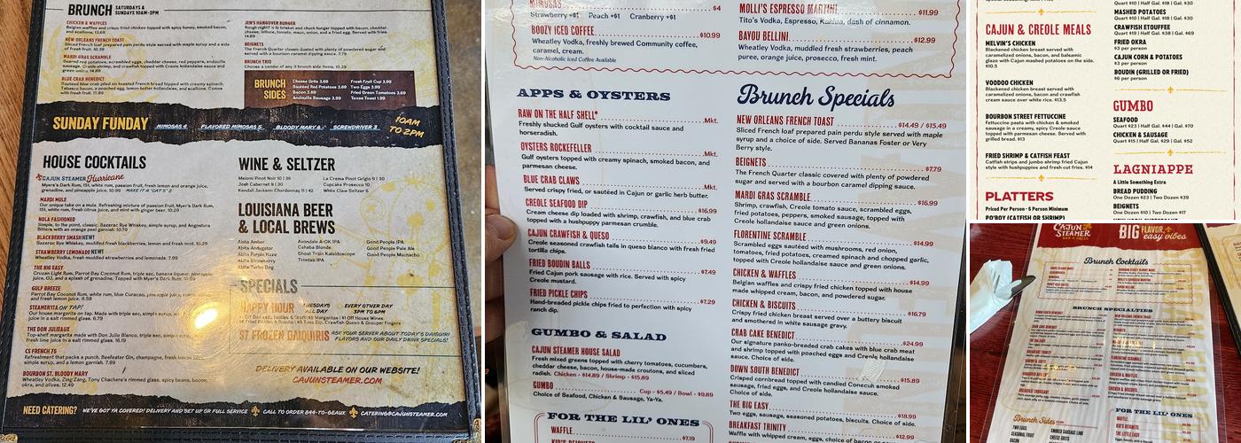 Cajun Steamer Bar & Grill Menu