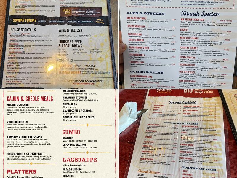 Cajun Steamer Bar & Grill Menu