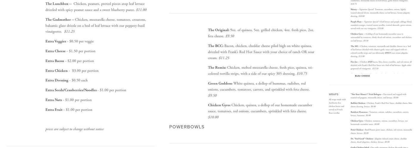 Sweet Melissa's Good Eats Menu