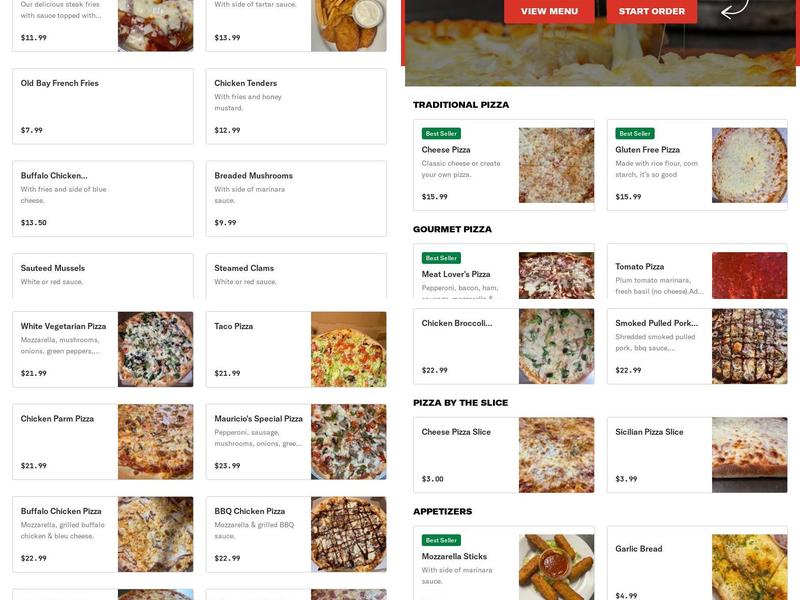 Mauricio’s Pizza & Pasta Menu