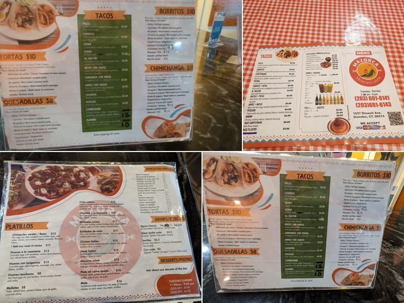 Mazorca Mexican Cuisine LLC. Menu