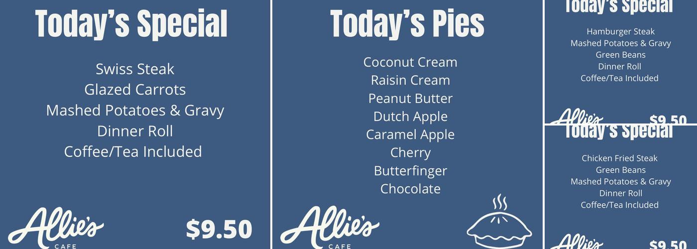 Allie's Cafe Menu