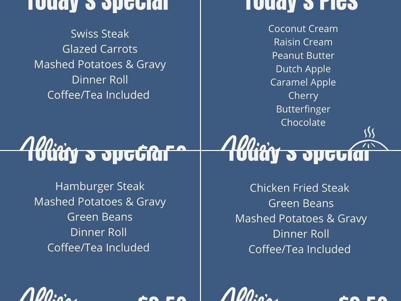 Allie's Cafe Menu