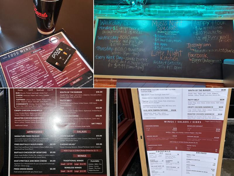 Burger Underground Menu