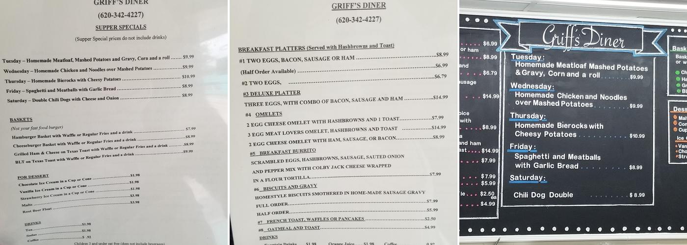 Griff’s Diner Menu