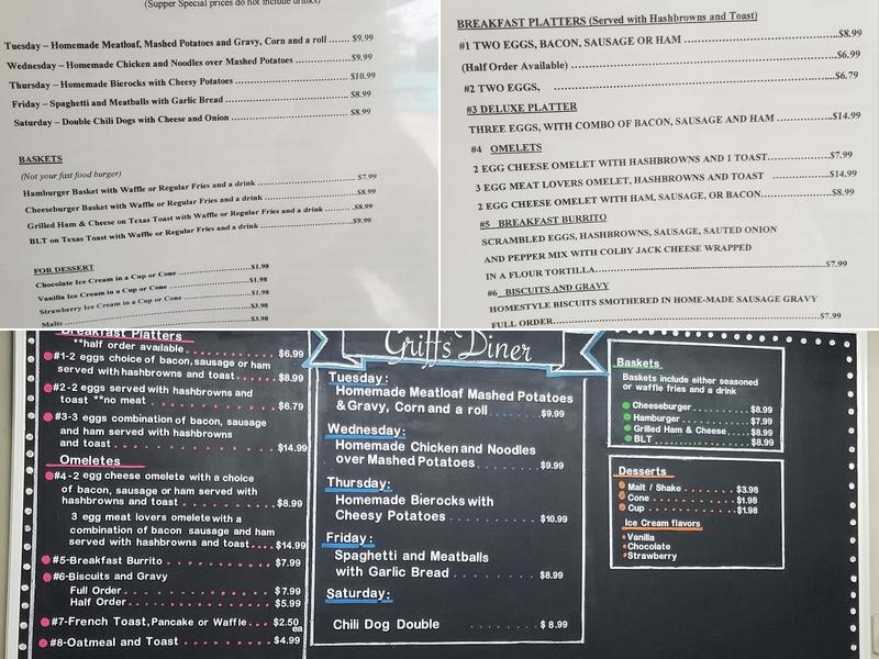 Griff’s Diner Menu