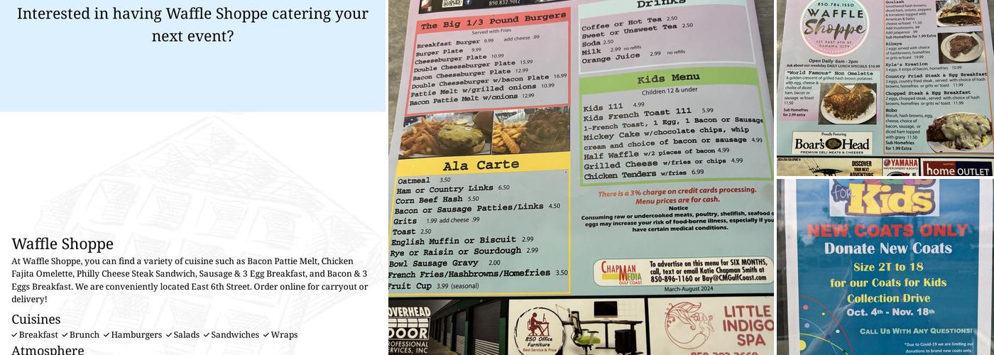 Waffle Shoppe Menu