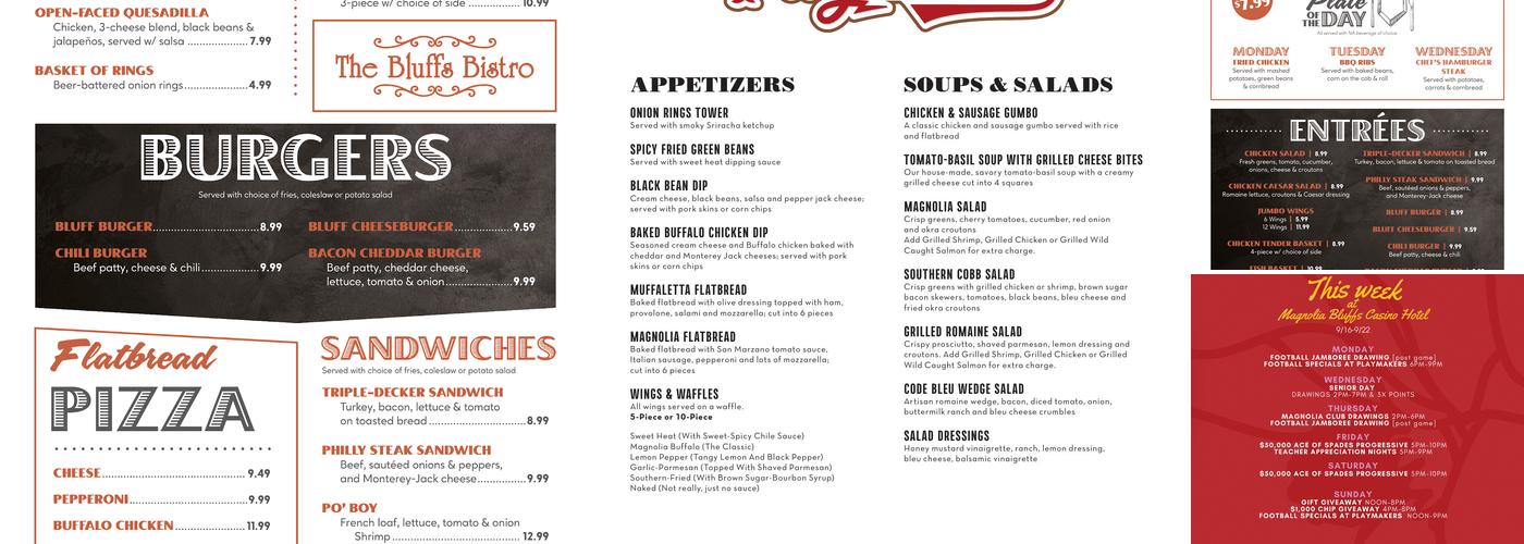 Bluffs Bistro Menu